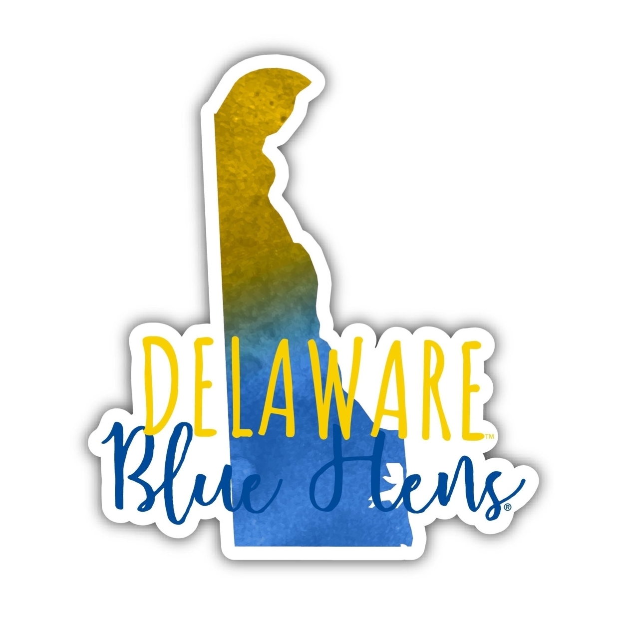Delaware Blue Hens Watercolor State Die Cut Decal 2-Inch