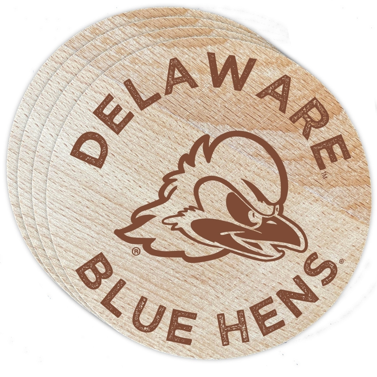Delaware Blue Hens Wood Coaster Engraved 4 Pack