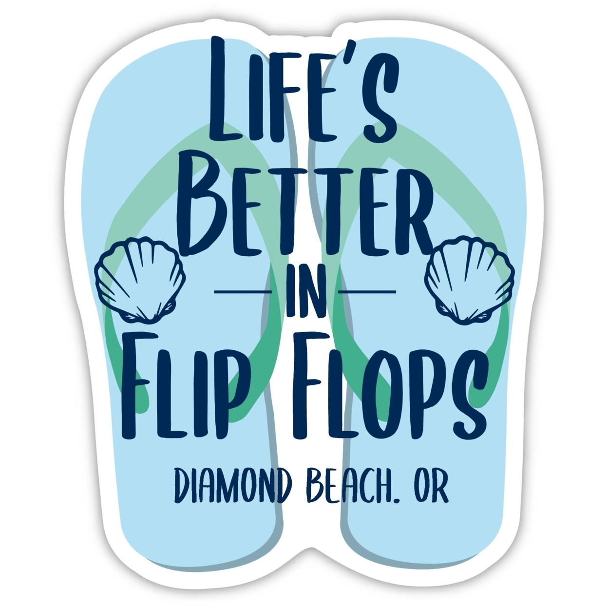 Diamond Beach Oregon Souvenir 4 Inch Vinyl Decal Sticker Flip Flop Design