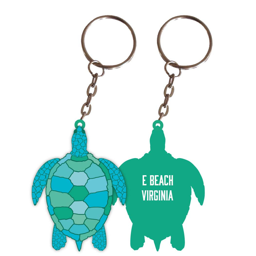 E Beach Virginia Turtle Metal Keychain