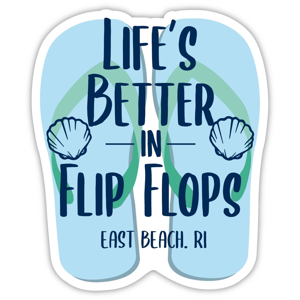 East Beach Rhode Island Souvenir 4 Inch Vinyl Decal Sticker Flip Flop Design