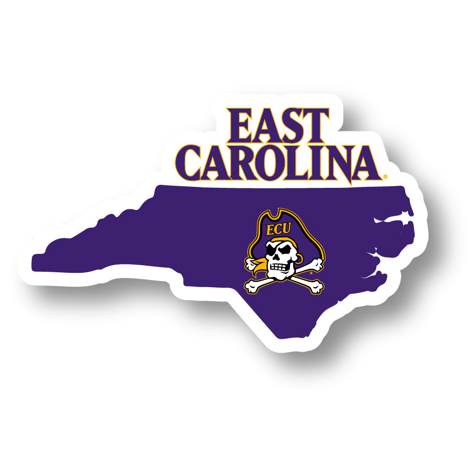 East Carolina Pirates 4 Inch State Shape Vinyl Decal Sticker