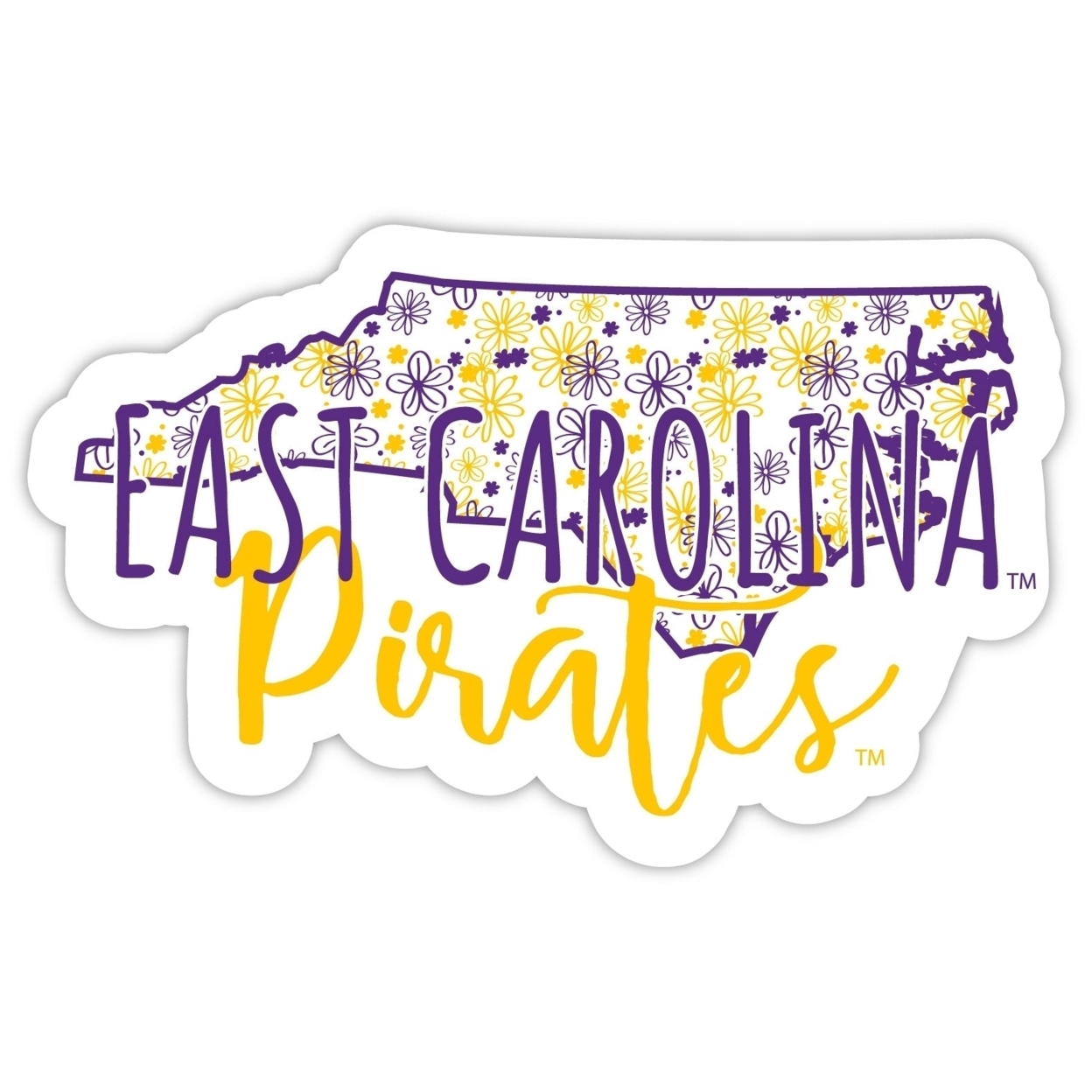 East Carolina Pirates Floral State Die Cut Decal 4-Inch