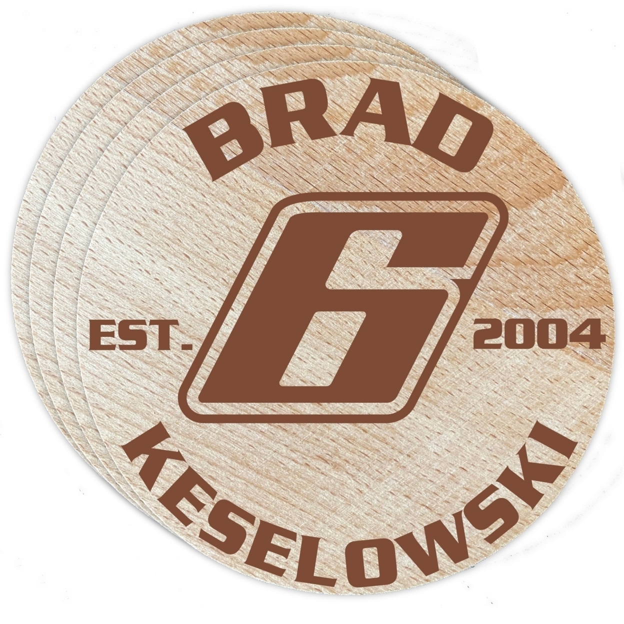 Nascar #6 Brad Keselowski Wood Coaster Engraved 4-Pack