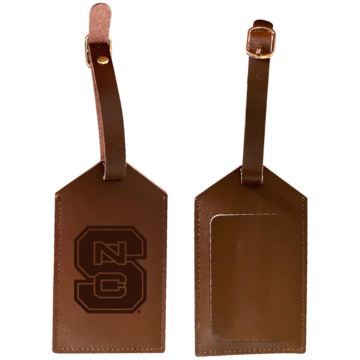 NC State Wolfpack Leather Luggage Tag Engraved