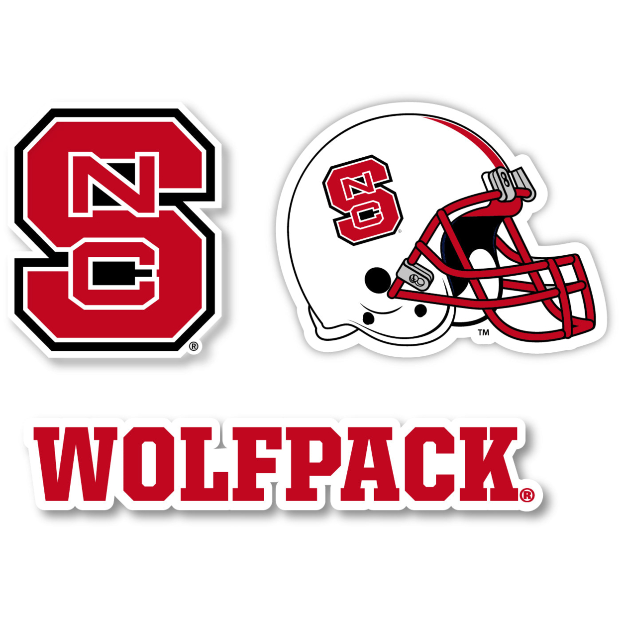 NC State Wolfpack Vinyl Decal Sticker 3 Pack 4-Inch Each
