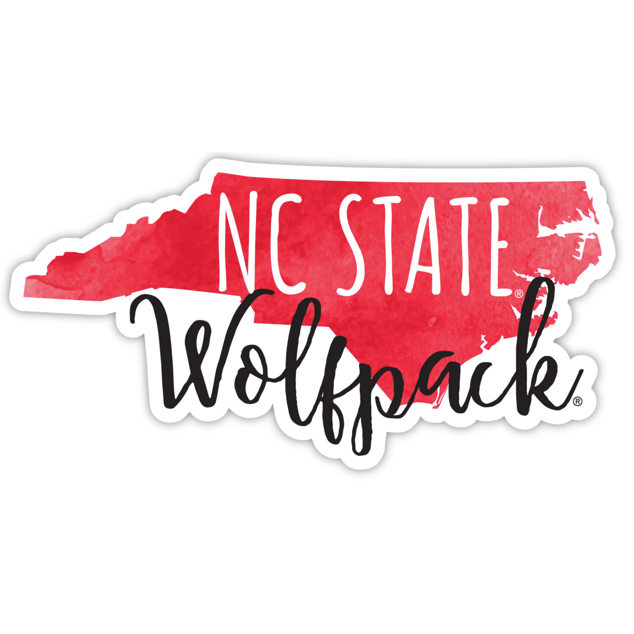 NC State Wolfpack Watercolor State Die Cut Decal 2-Inch