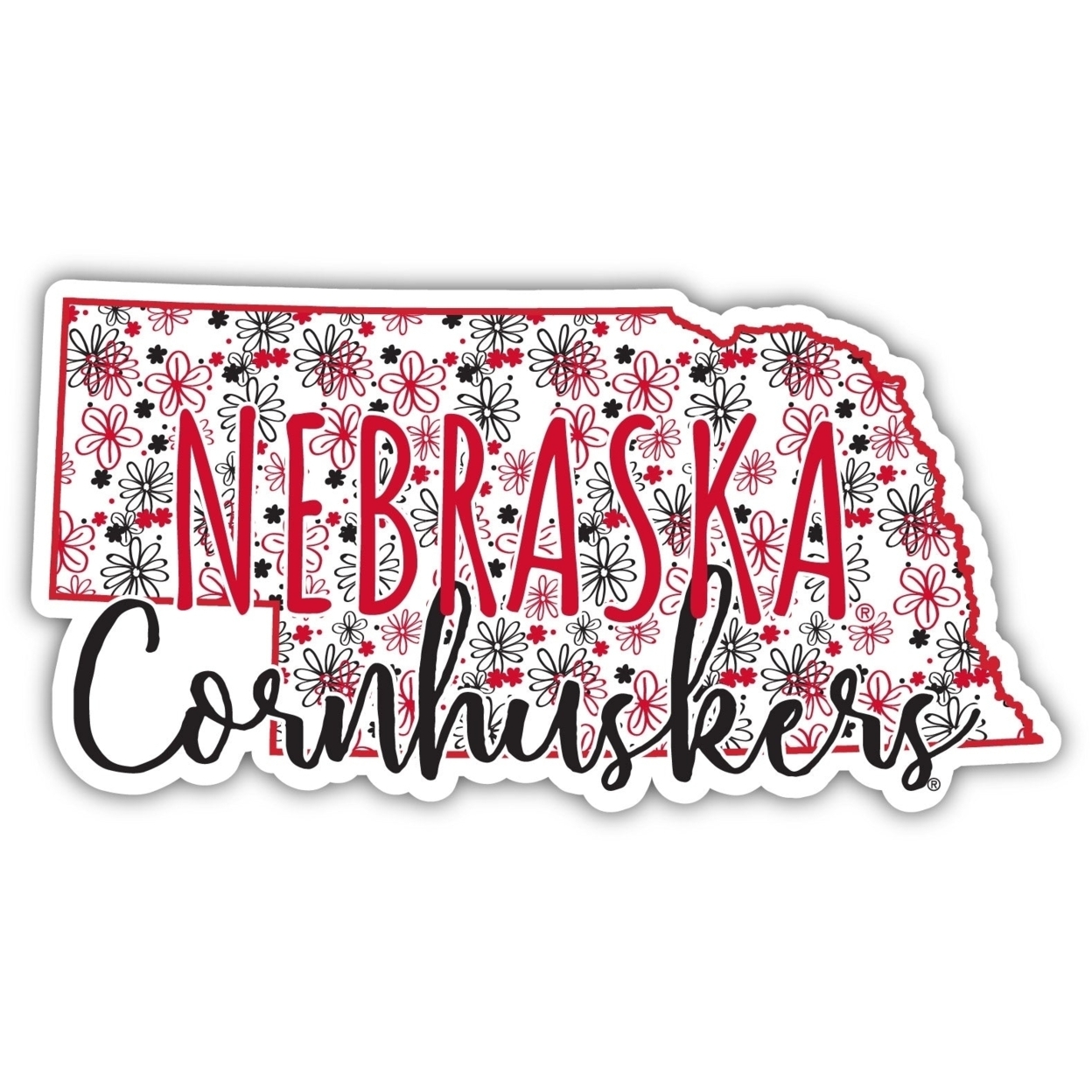 Nebraska Cornhuskers Floral State Die Cut Decal 4-Inch