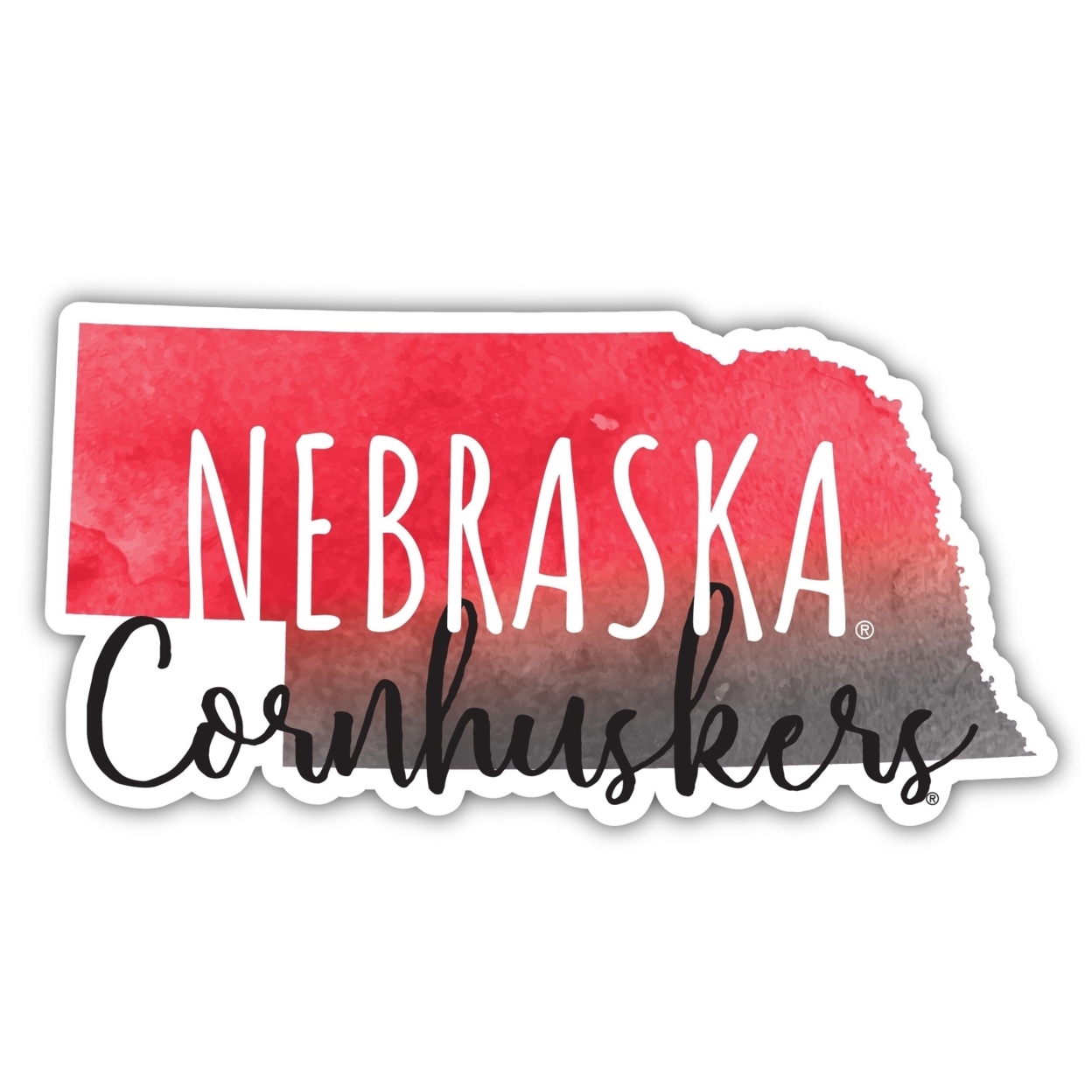 Nebraska Cornhuskers Watercolor State Die Cut Decal 2-Inch