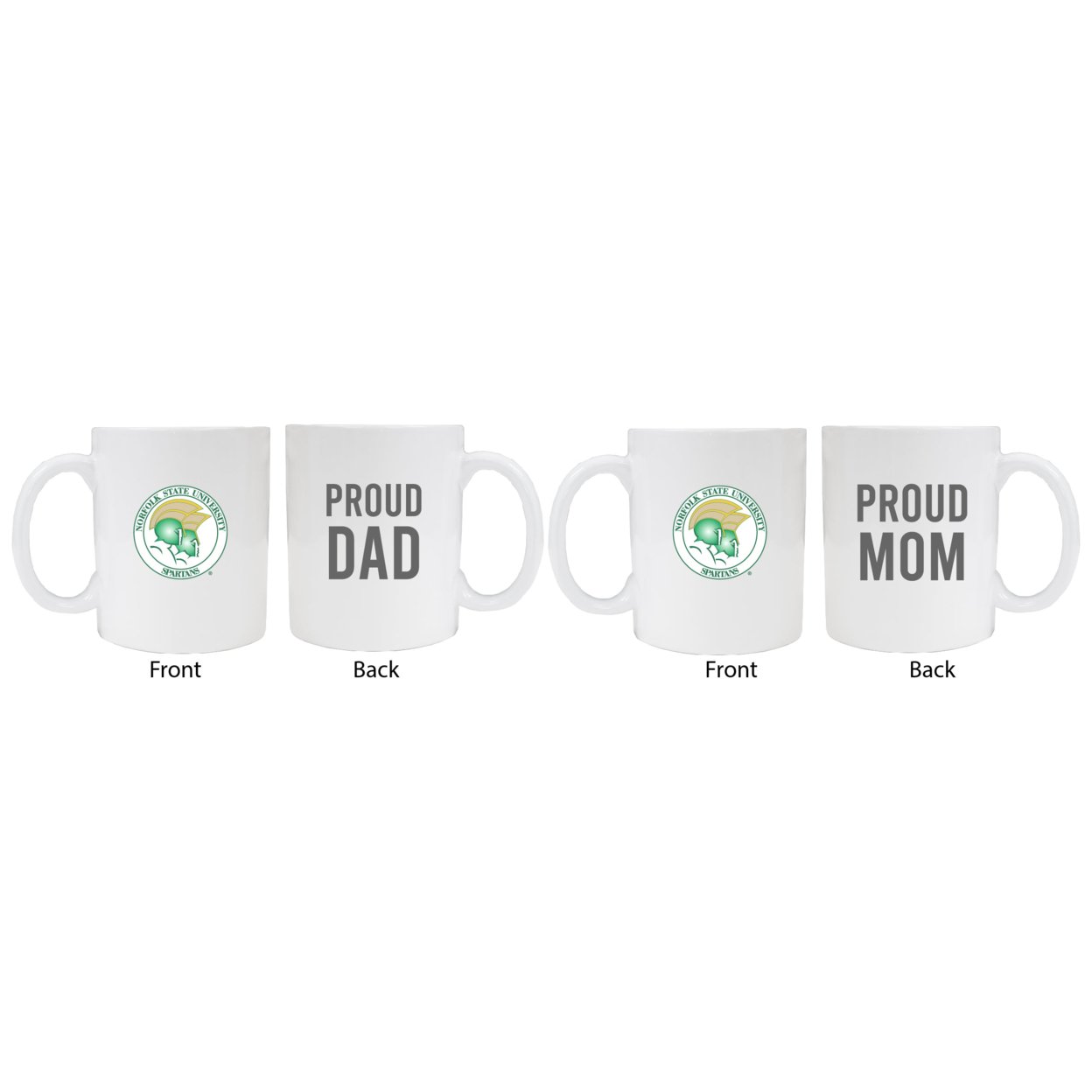 Norfolk State University Proud Mom And Dad White Ceramic Coffee Mug 2 Pack (White).