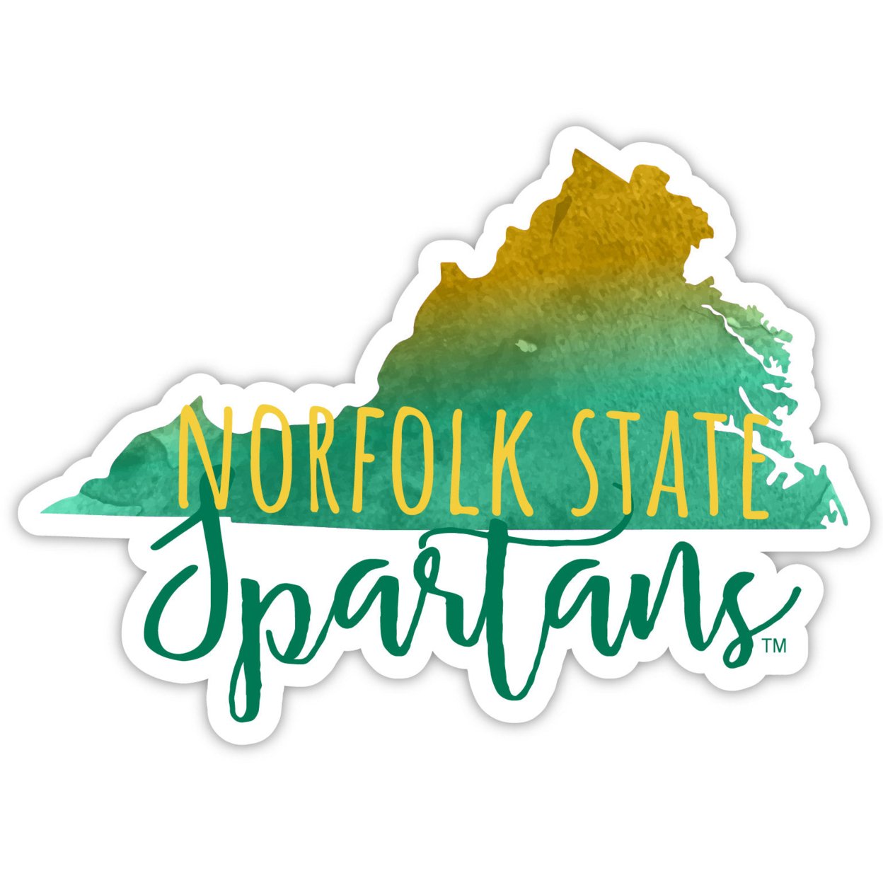 Norfolk State University Watercolor State Die Cut Decal 4-Inch