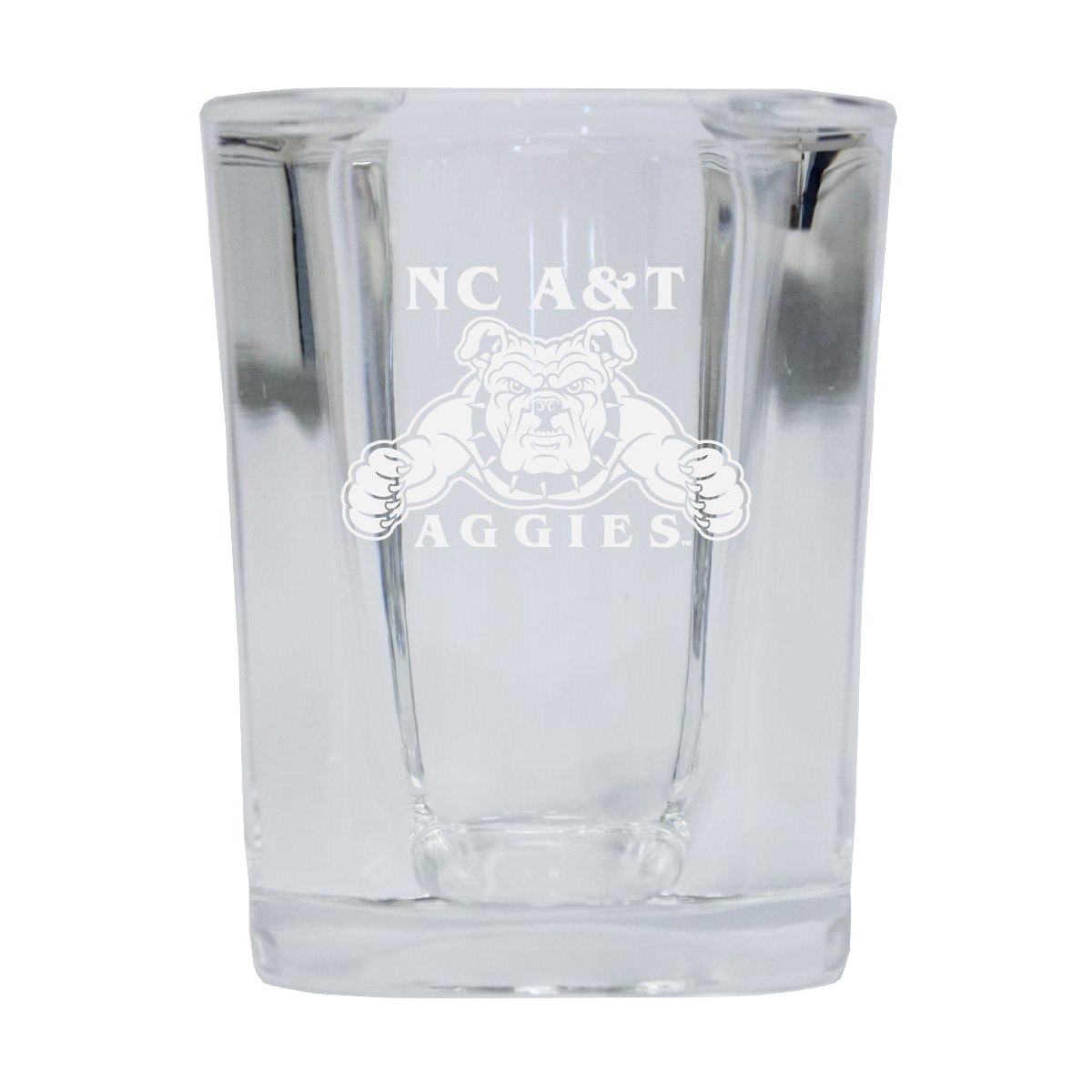 North Carolina A&T State Aggies 2 Ounce Square Shot Glass Laser Etched Logo Design