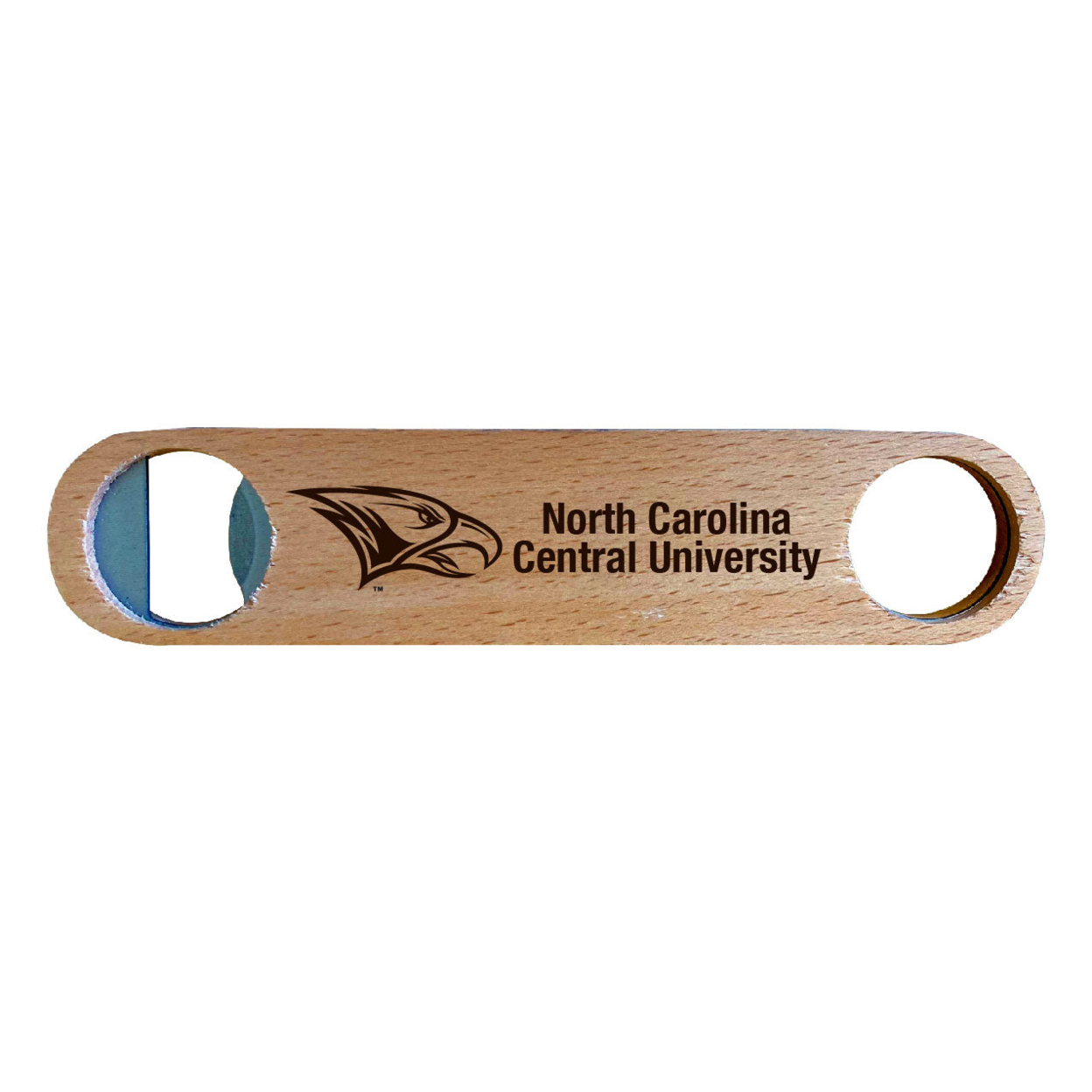 North Carolina Central Eagles Laser Etched Wooden Bottle Opener College Logo Design