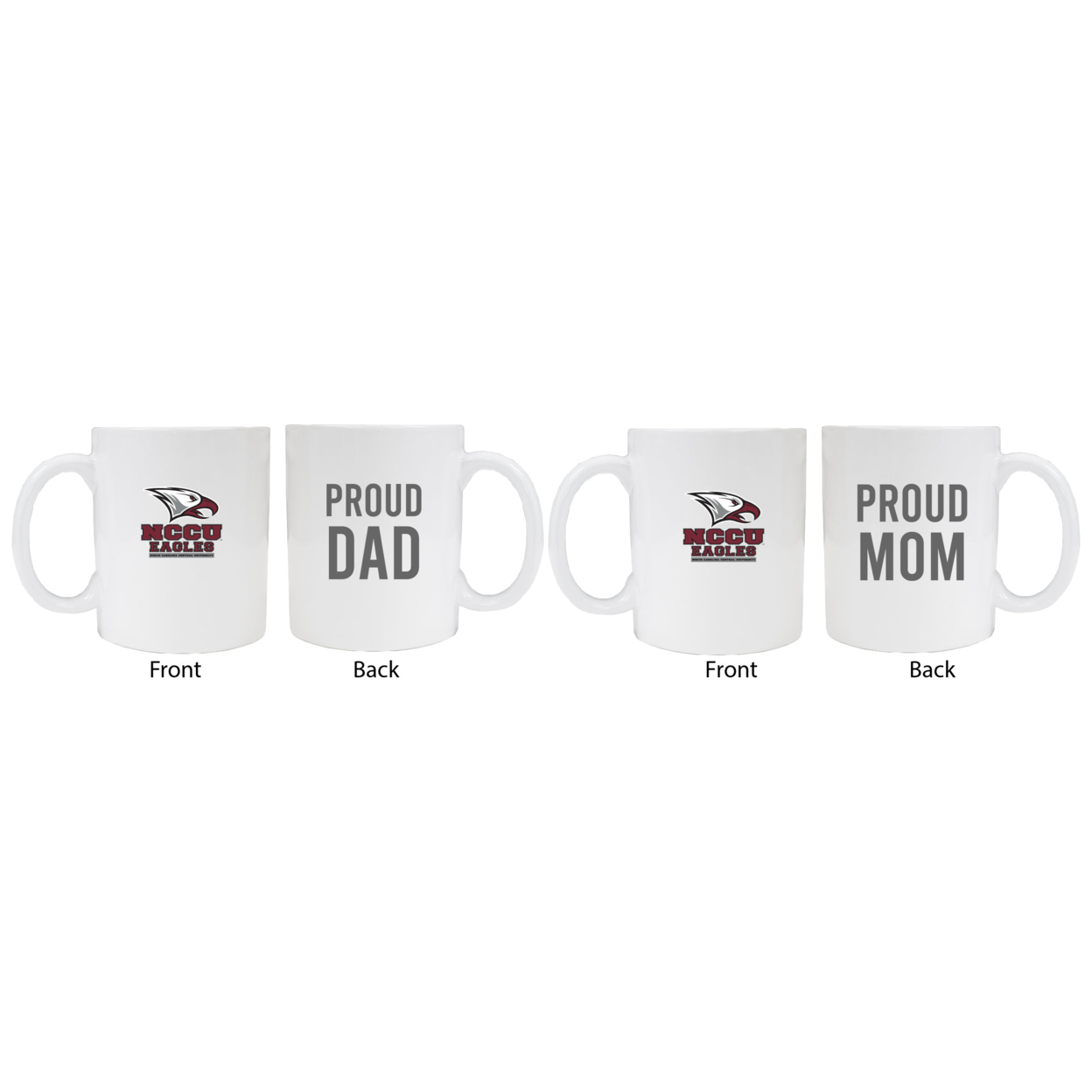 North Carolina Central Eagles Proud Mom And Dad White Ceramic Coffee Mug 2 Pack (White).
