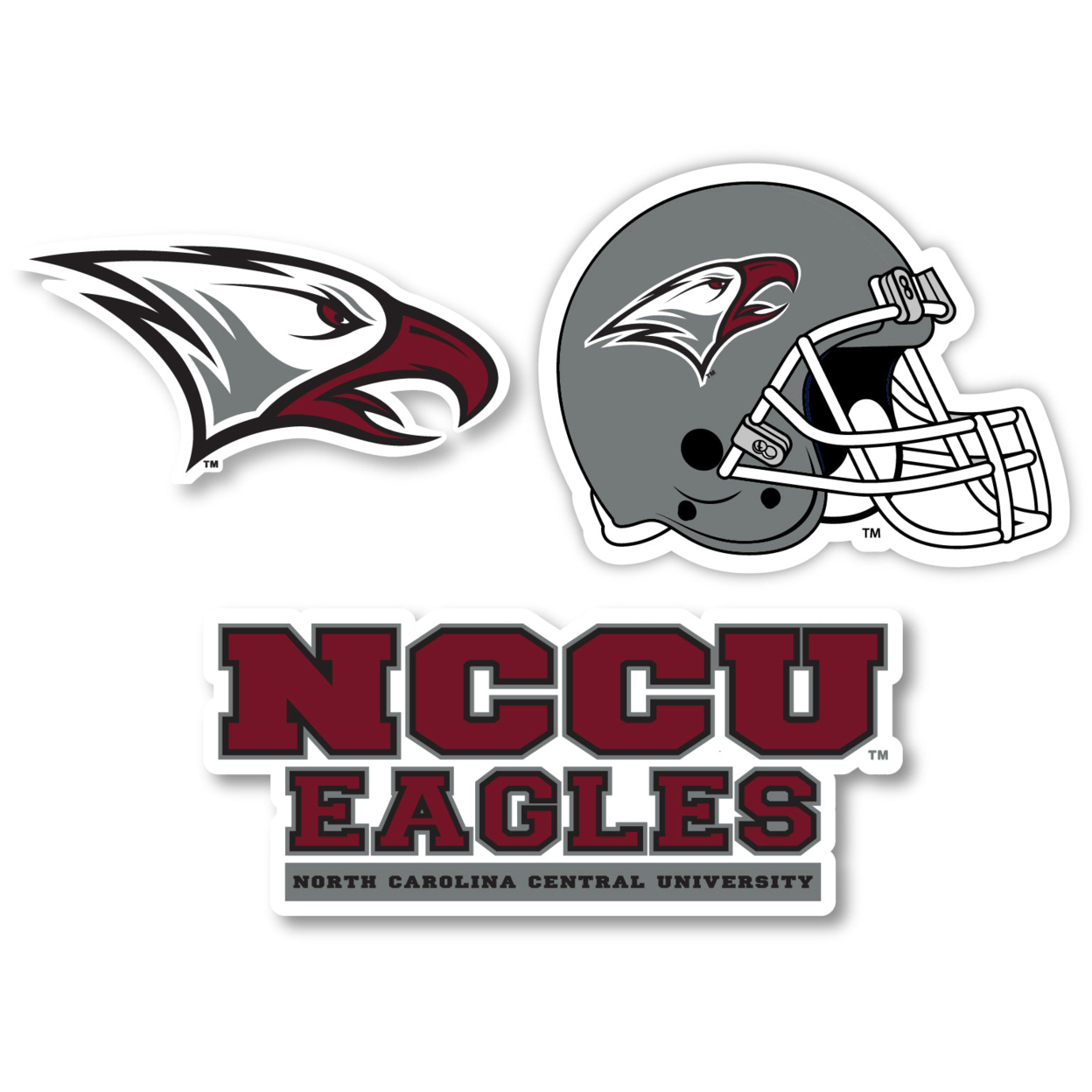 North Carolina Central Eagles Vinyl Decal Sticker 3 Pack 4-Inch Each