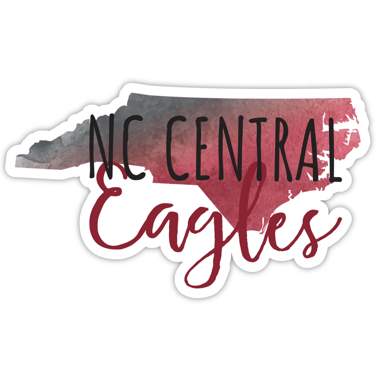 North Carolina Central Eagles Watercolor State Die Cut Decal 2-Inch