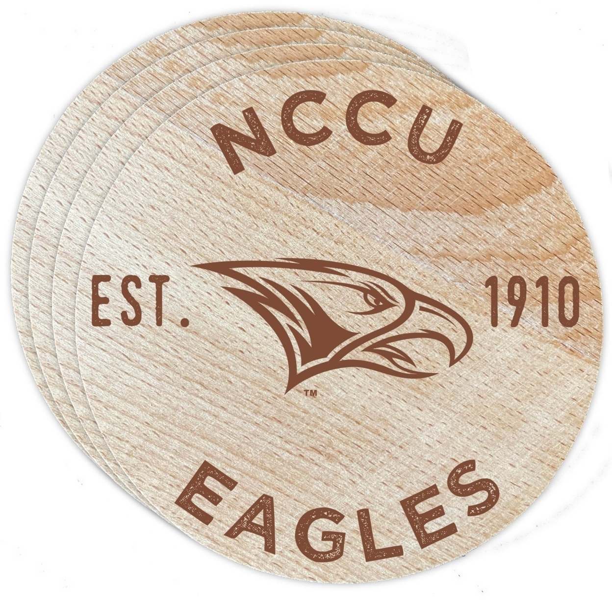 North Carolina Central Eagles Wood Coaster Engraved 4 Pack