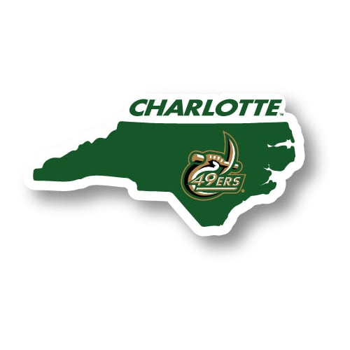North Carolina Charlotte Forty-Niners 4 Inch State Shape Vinyl Decal Sticker