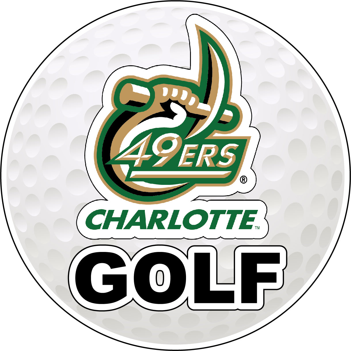 North Carolina Charlotte Forty-Niners 4-Inch Round Golf Ball Vinyl Decal Sticker