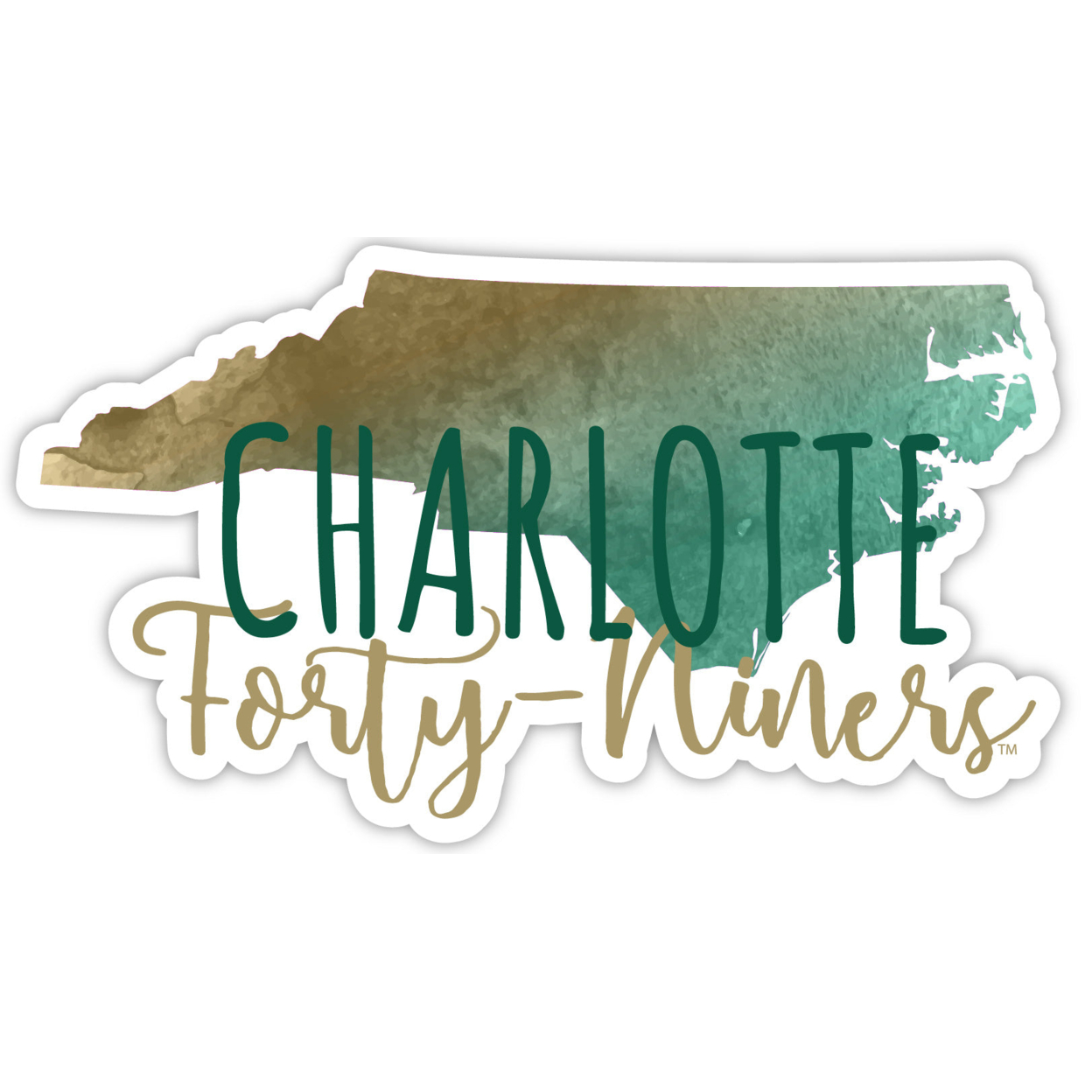 North Carolina Charlotte Forty-Niners Watercolor State Die Cut Decal 2-Inch