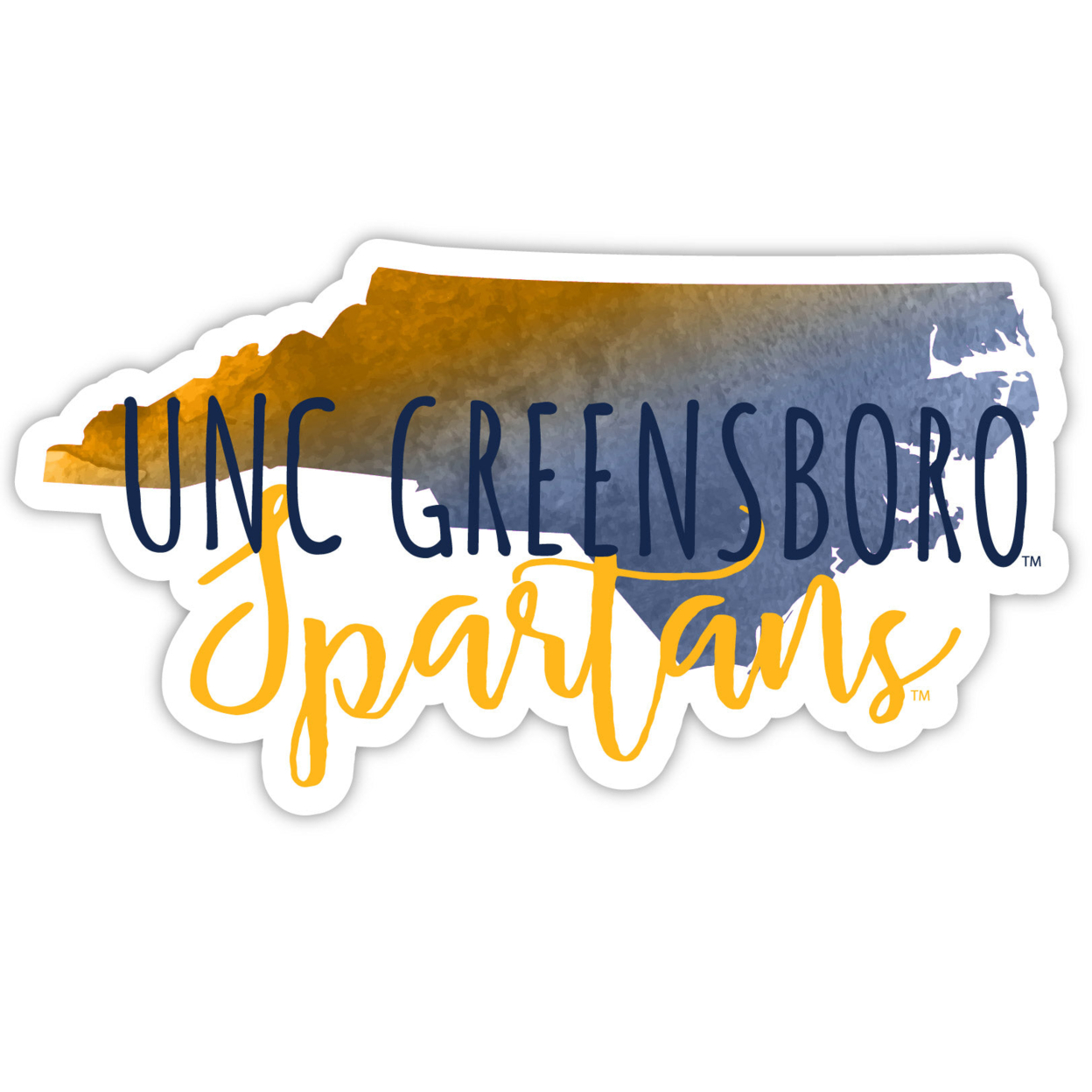 North Carolina Greensboro Spartans Watercolor State Die Cut Decal 4-Inch