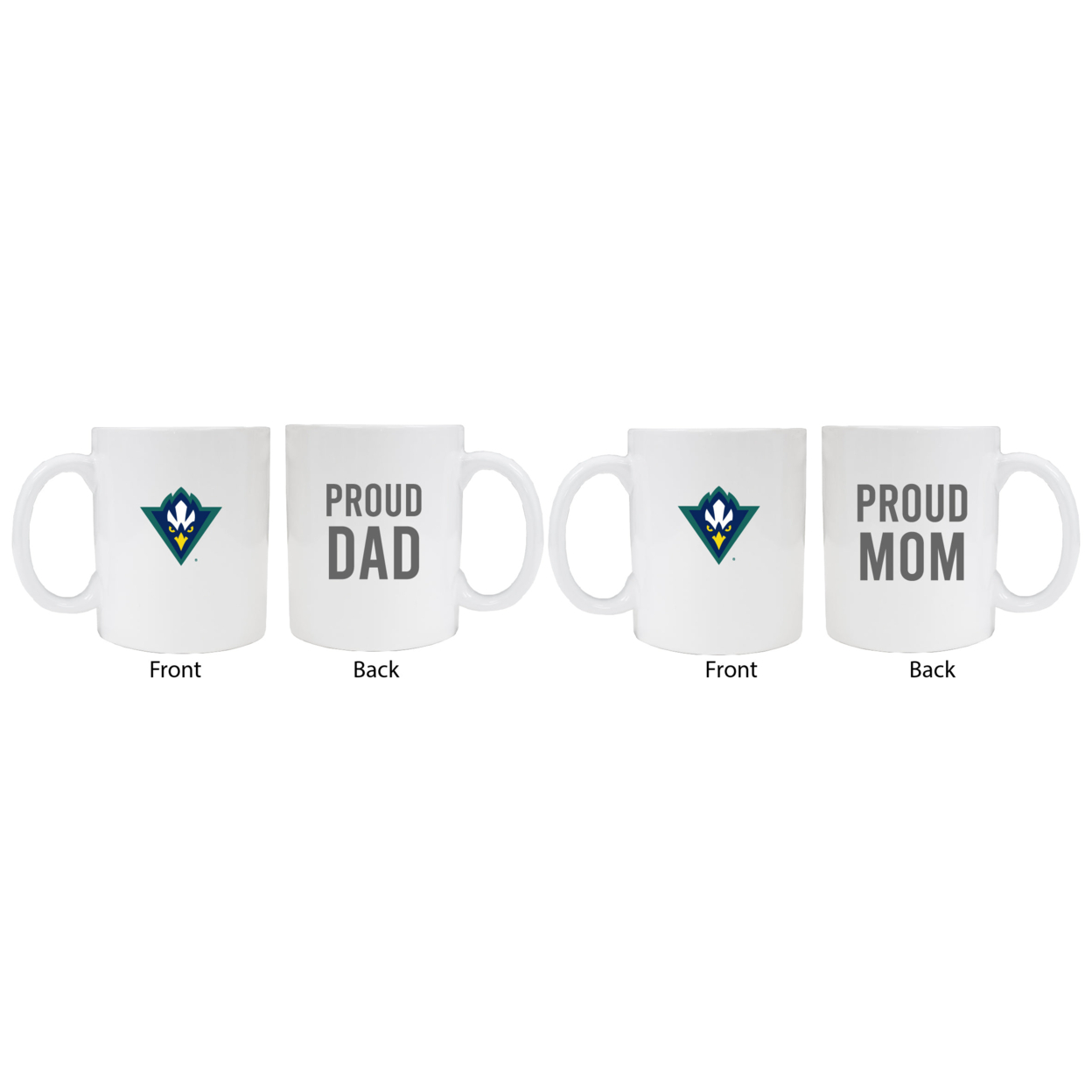 North Carolina Wilmington Seahawks Proud Mom And Dad White Ceramic Coffee Mug 2 Pack (White).