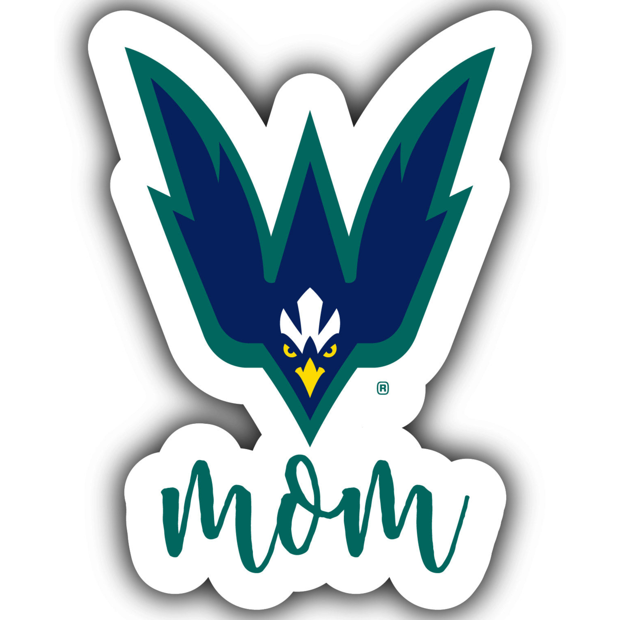North Carolina Wilmington Seahawks Proud Mom 4-Inch Die Cut Decal