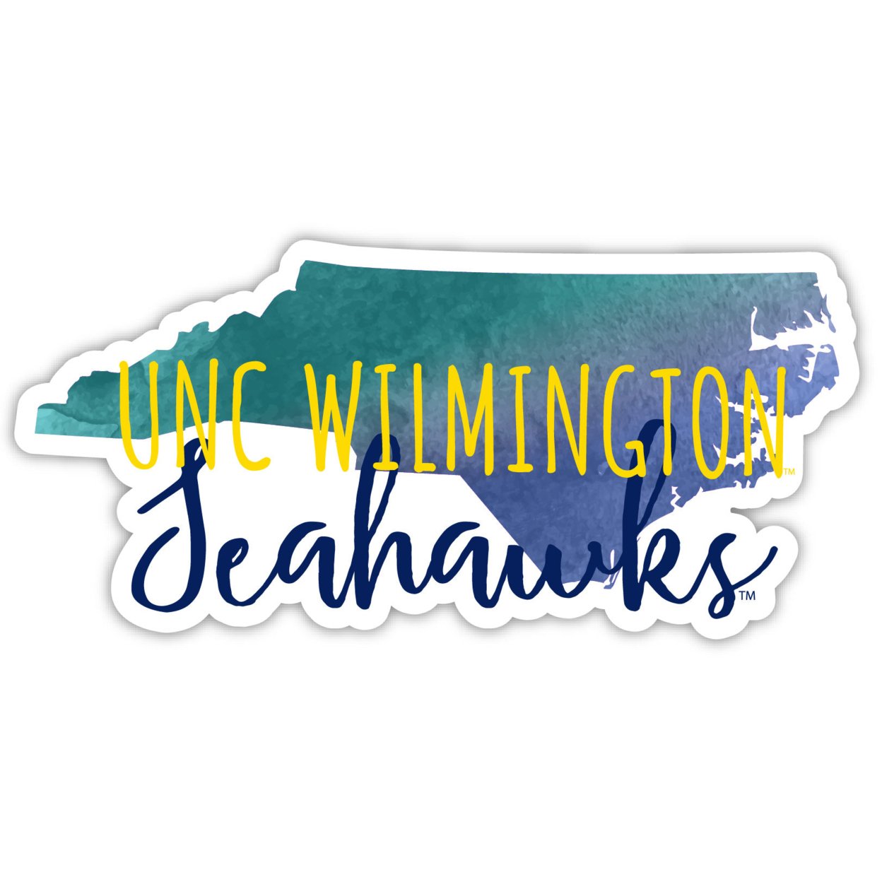 North Carolina Wilmington Seahawks Watercolor State Die Cut Decal 2-Inch
