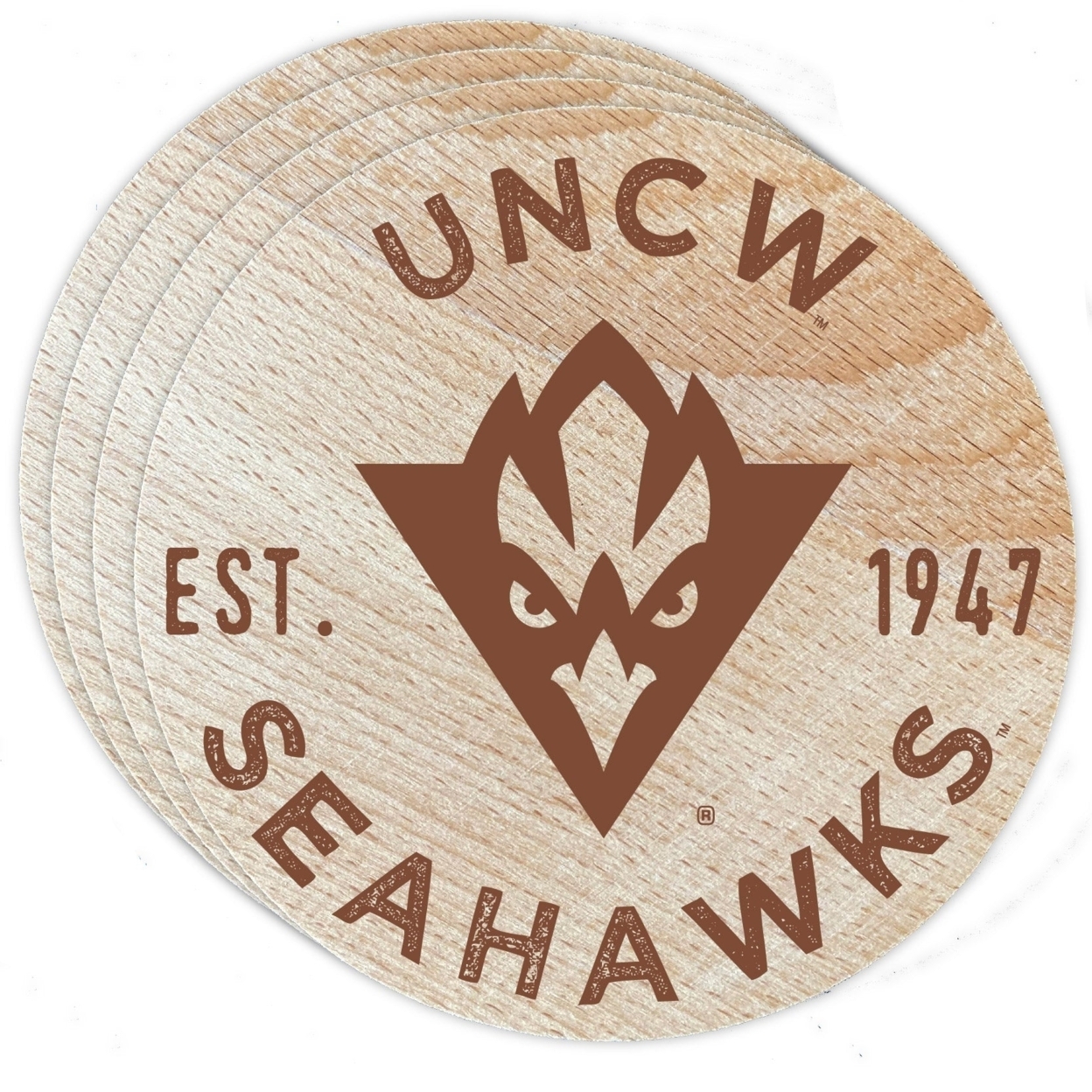 North Carolina Wilmington Seahawks Wood Coaster Engraved 4 Pack