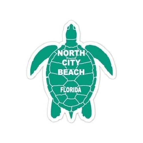 North City Beach Florida 4 Inch Green Turtle Shape Decal Sticker
