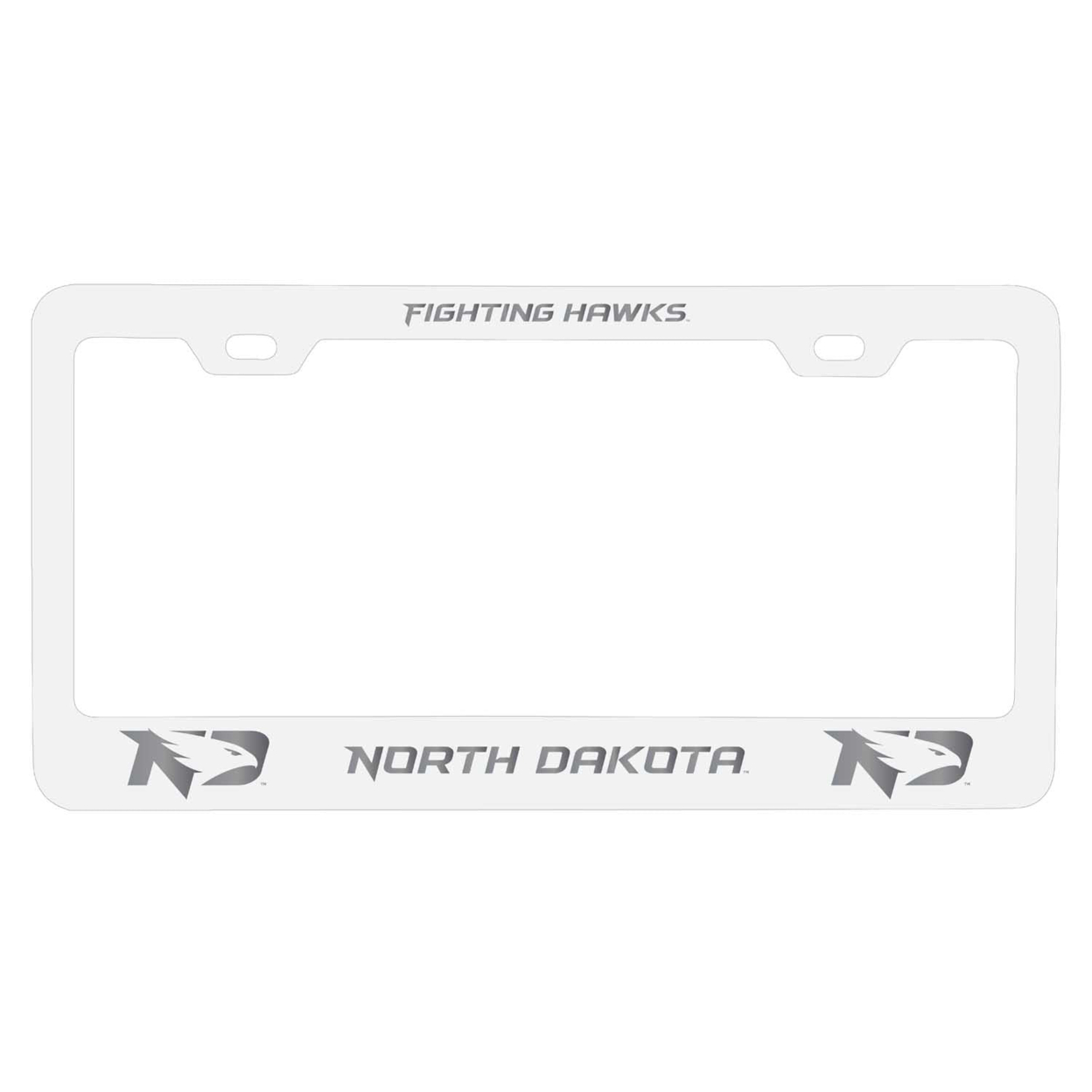 North Dakota Fighting Hawks Etched Metal License Plate Frame - Choose Your Color
