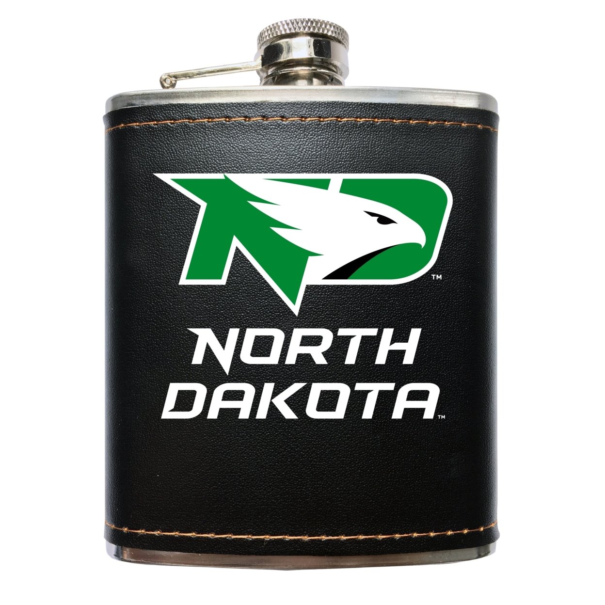 North Dakota Fighting Hawks Black Stainless Steel 7 Oz Flask