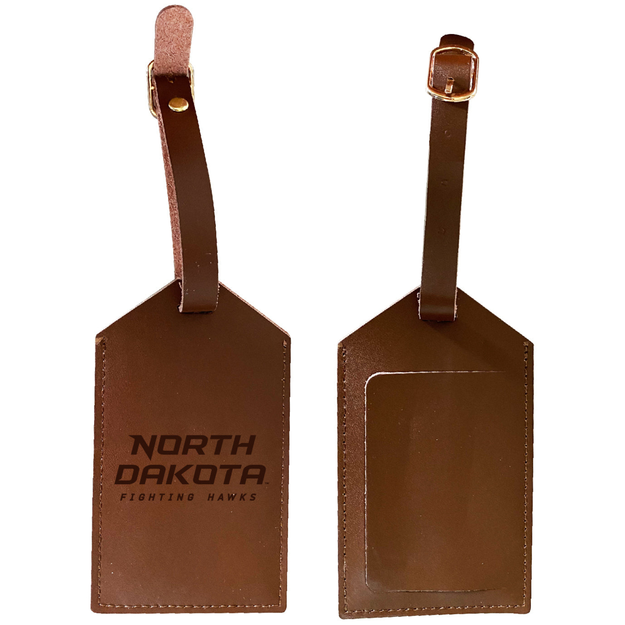 North Dakota Fighting Hawks Leather Luggage Tag Engraved