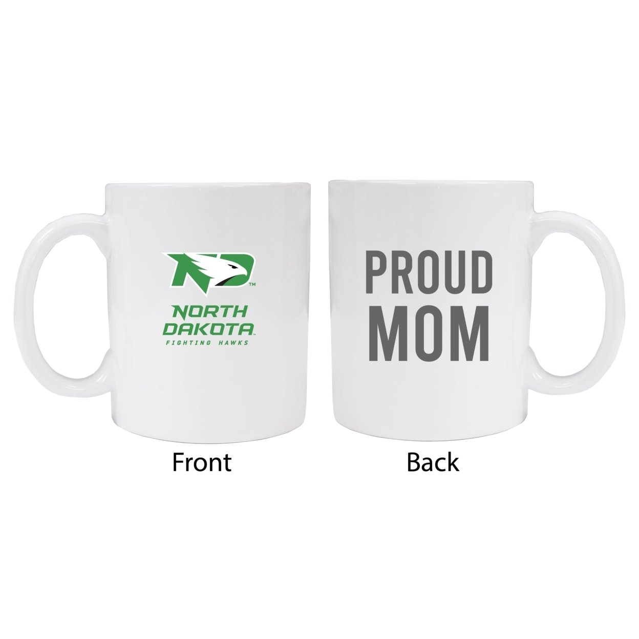 North Dakota Fighting Hawks Proud Mom Ceramic Coffee Mug - White (2 Pack)