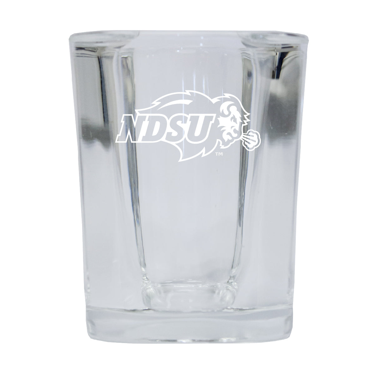 North Dakota State Bison 2 Ounce Square Shot Glass Laser Etched Logo Design