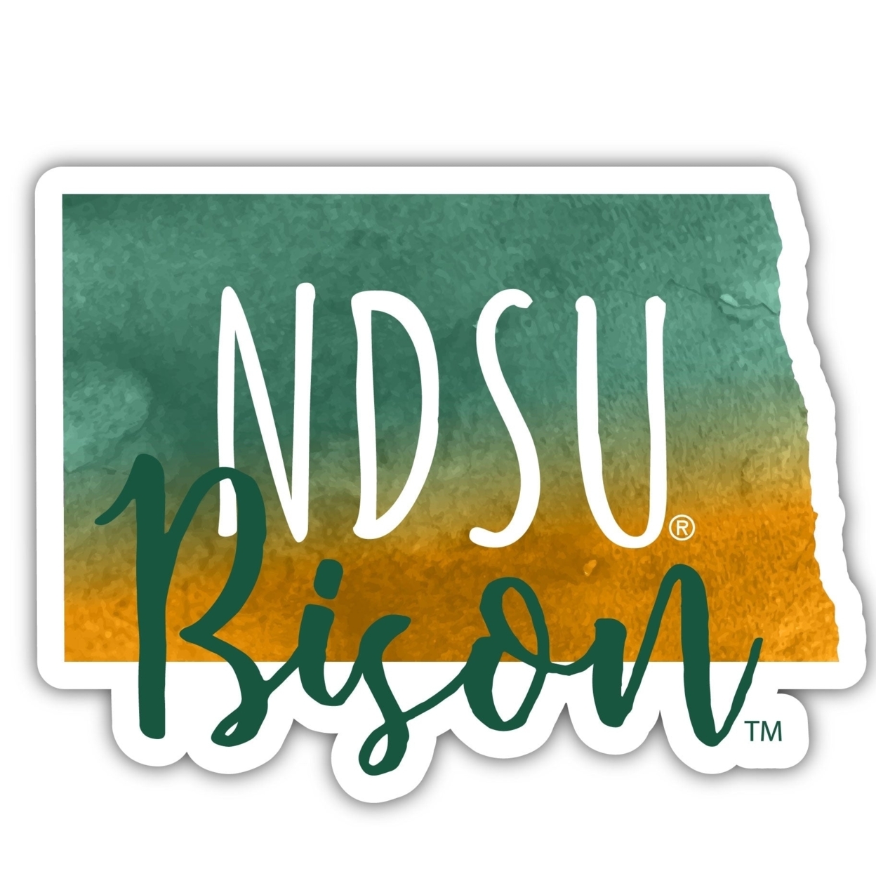 North Dakota State Bison Watercolor State Die Cut Decal 2-Inch