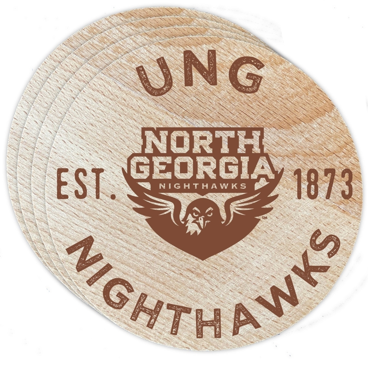 North Georgia Nighhawks Wood Coaster Engraved 4 Pack