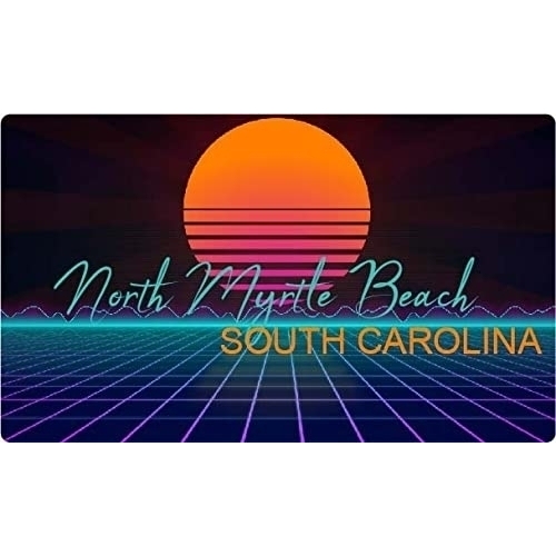 North Myrtle Beach South Carolina 4 X 2.25-Inch Fridge Magnet Retro Neon Design