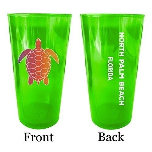 North Myrtle Beach South Carolina Souvenir 16 Oz Green Plastic Pint Glass 4-Pack