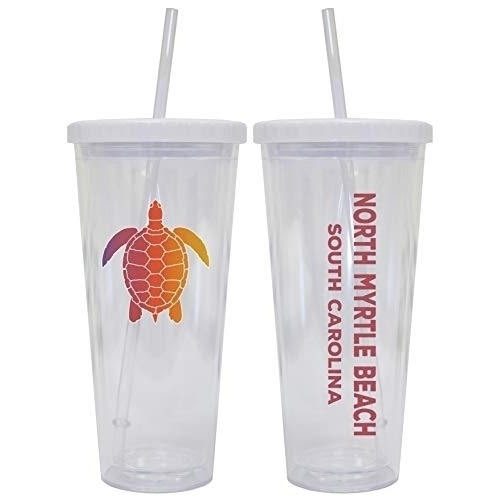 North Myrtle Beach South Carolina Souvenir 24 Oz Reusable Plastic Tumbler With Straw And Lid