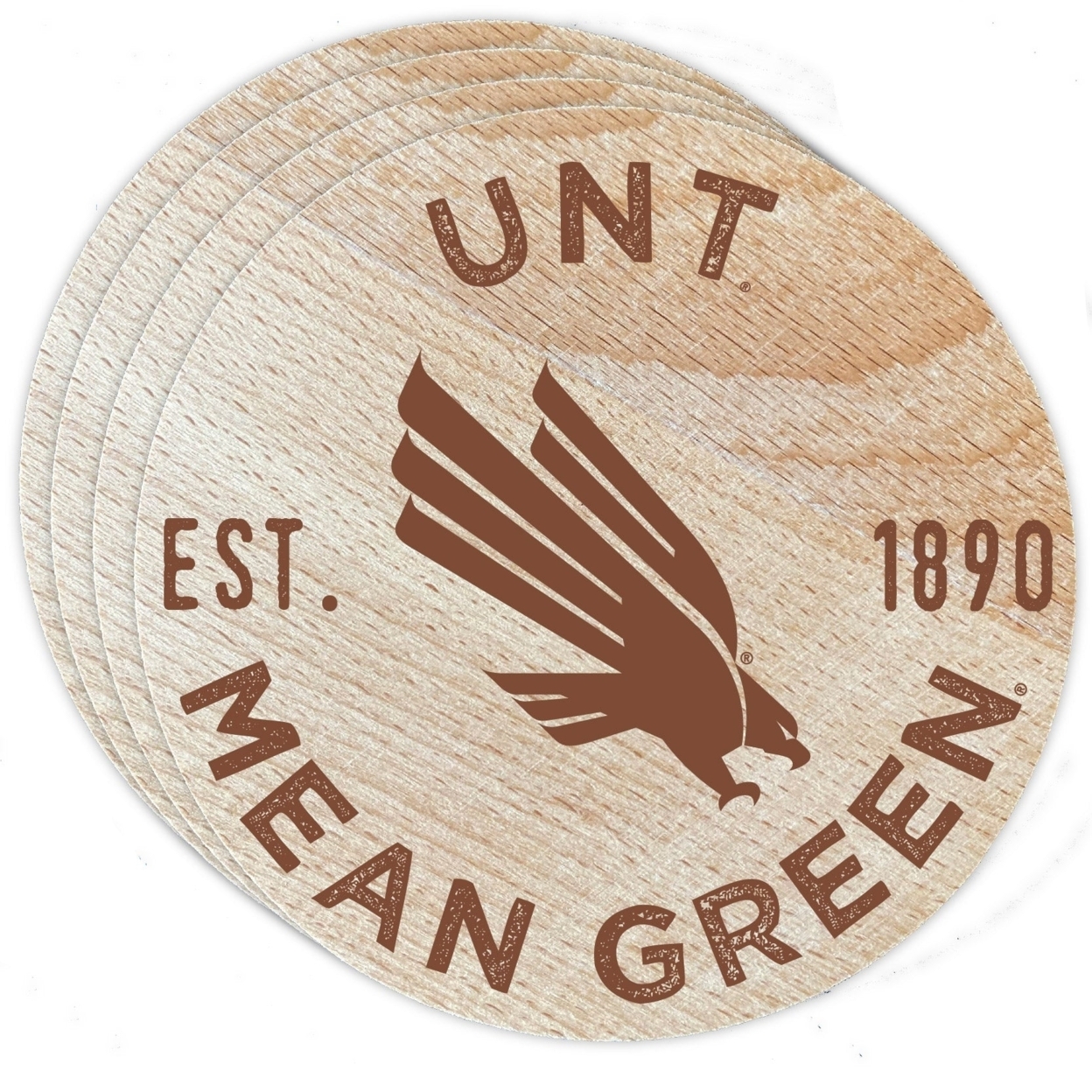 North Texas Wood Coaster Engraved 4 Pack