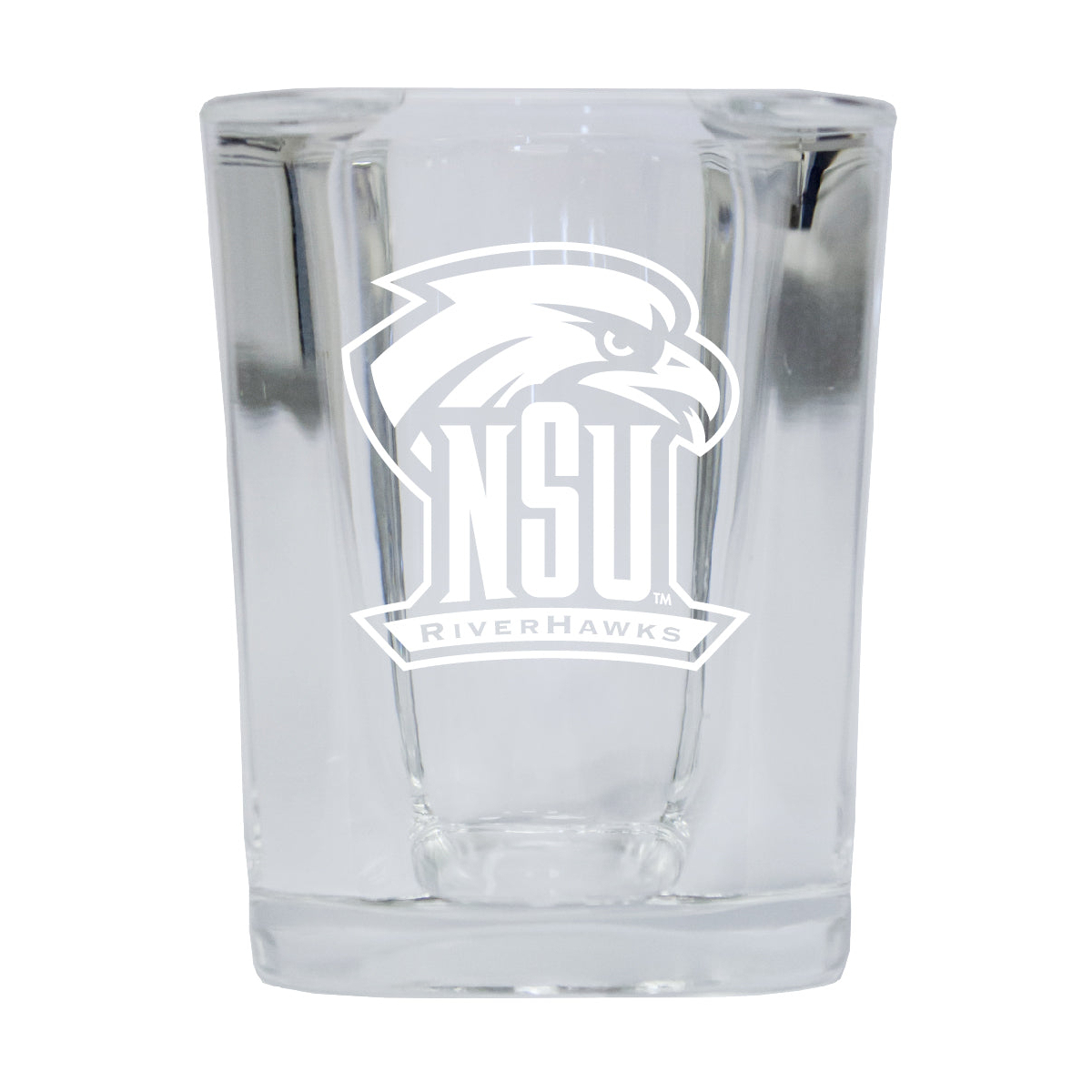 Northeastern State University Riverhawks 2 Ounce Square Shot Glass Laser Etched Logo Design