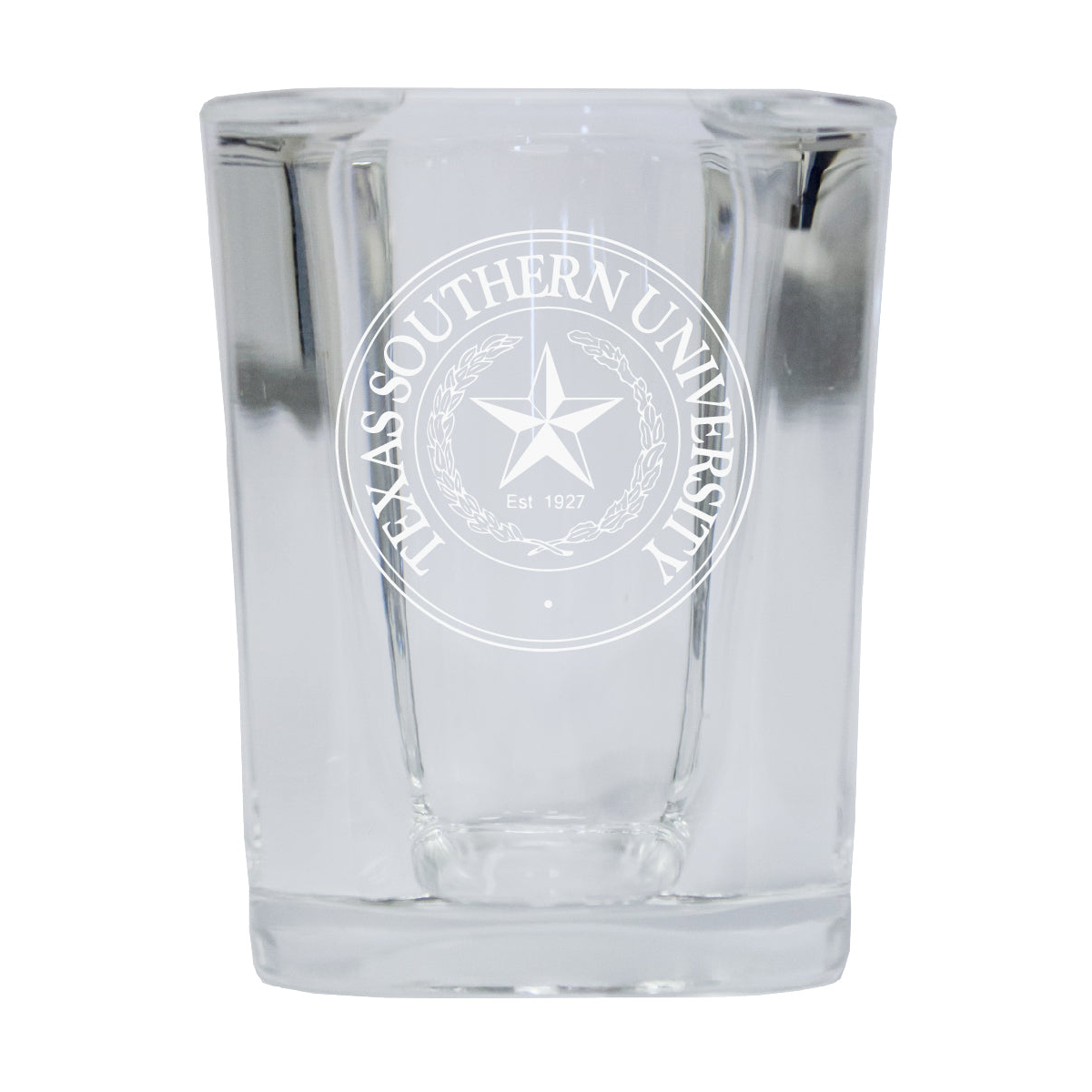 Texas Southern University 2 Ounce Square Shot Glass Laser Etched Logo Design