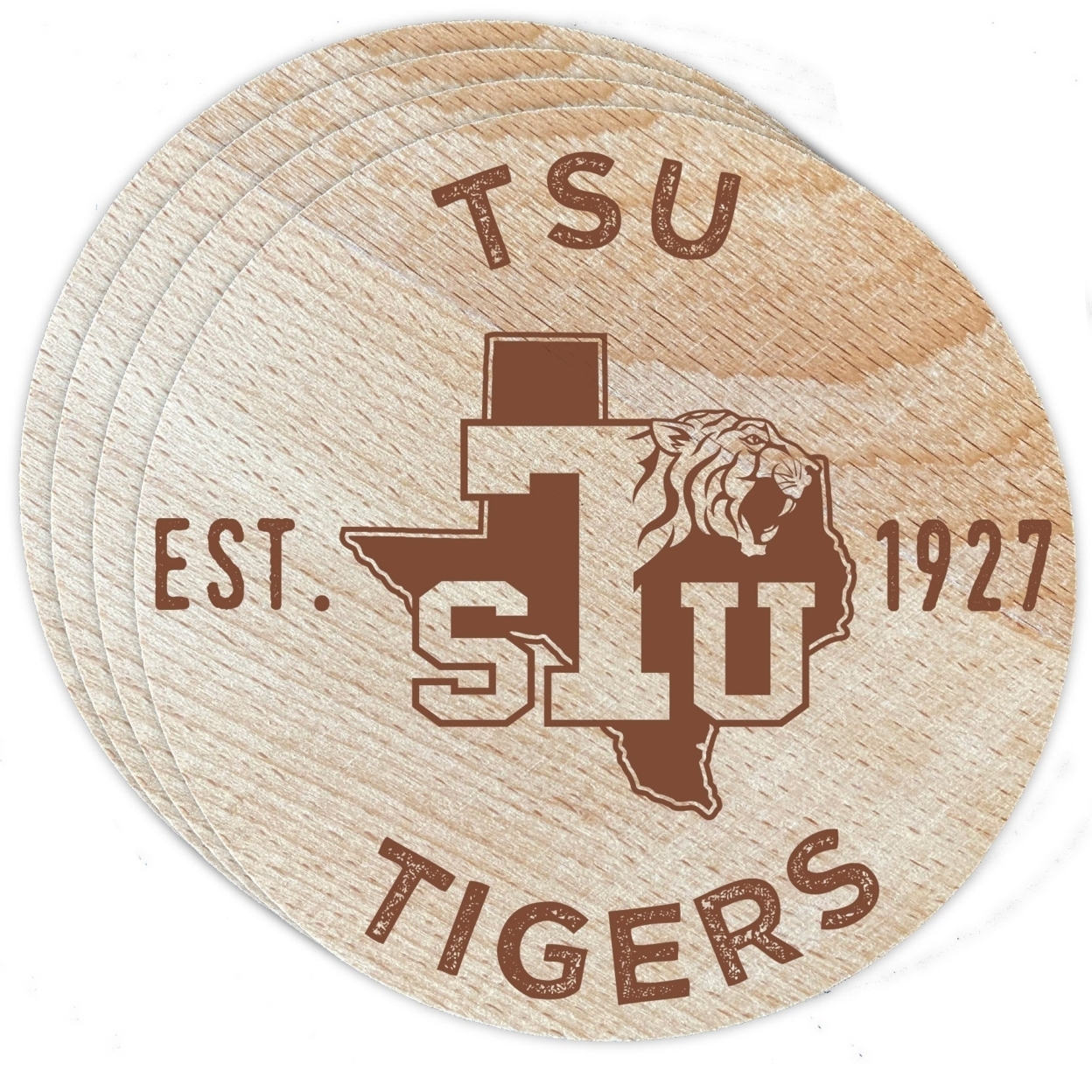 Texas Southern University Wood Coaster Engraved 4 Pack