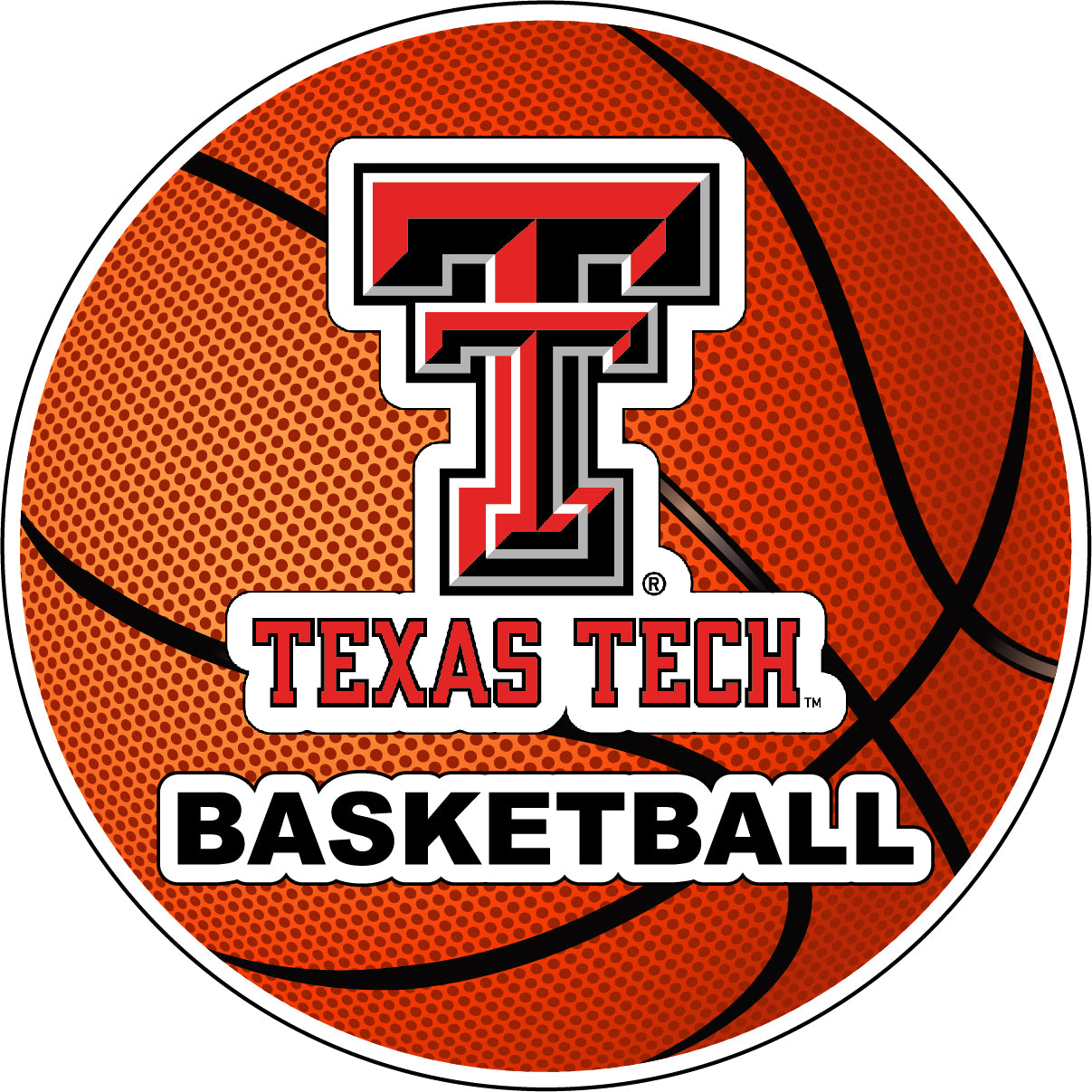 Texas Tech Red Raiders 4-Inch Round Basketball Vinyl Decal Sticker