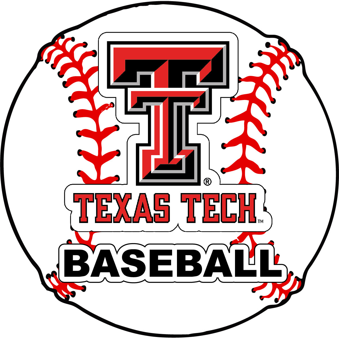 Texas Tech Red Raiders 4-Inch Round Baseball Vinyl Decal Sticker