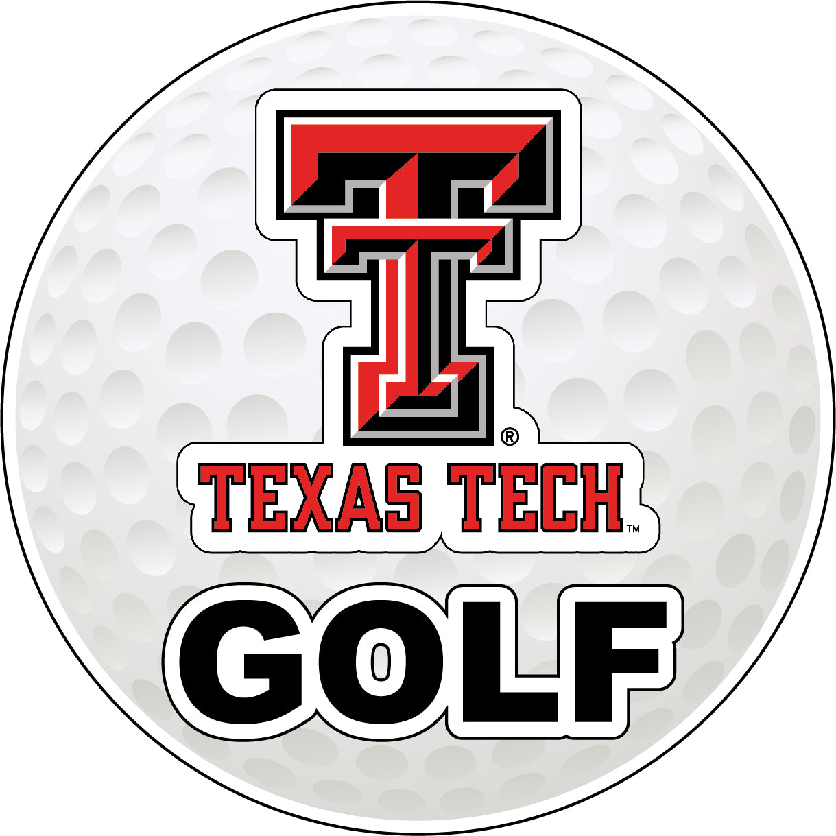 Texas Tech Red Raiders 4-Inch Round Golf Ball Vinyl Decal Sticker
