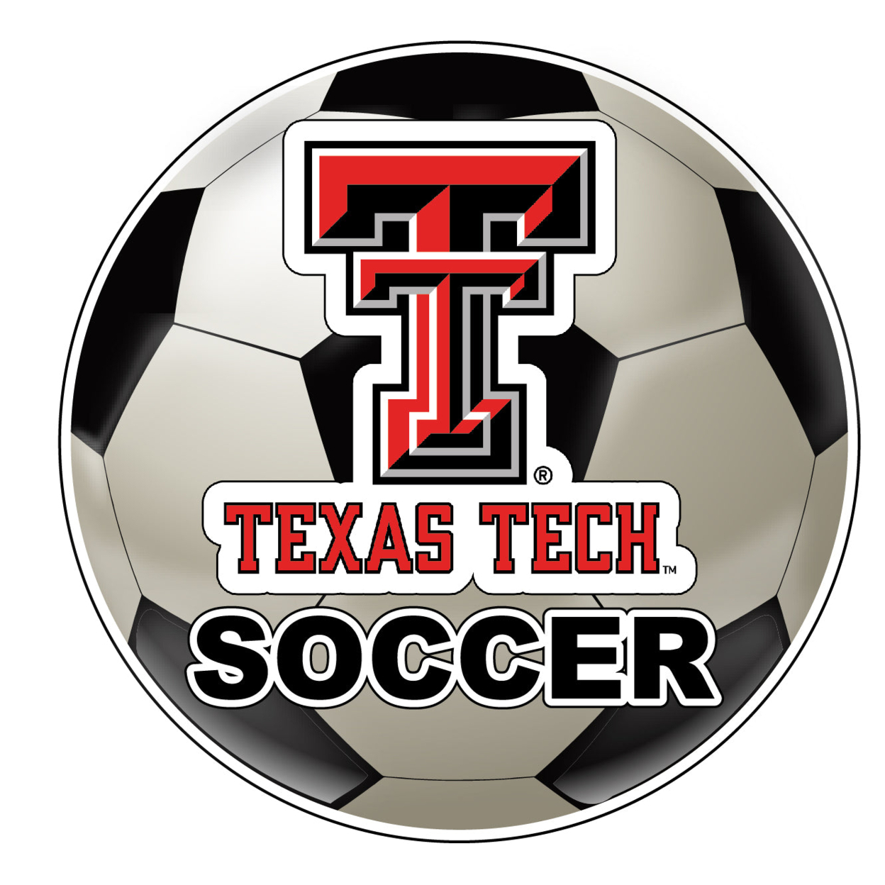 Texas Tech Red Raiders 4-Inch Round Soccer Ball Vinyl Decal Sticker