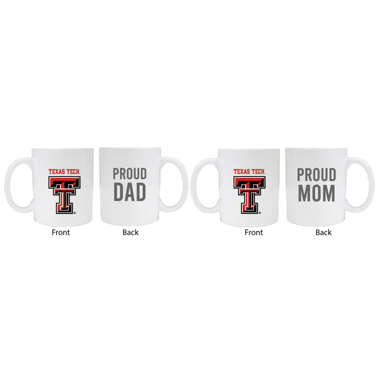 Texas Tech Red Raiders Proud Mom And Dad White Ceramic Coffee Mug 2 Pack (White).