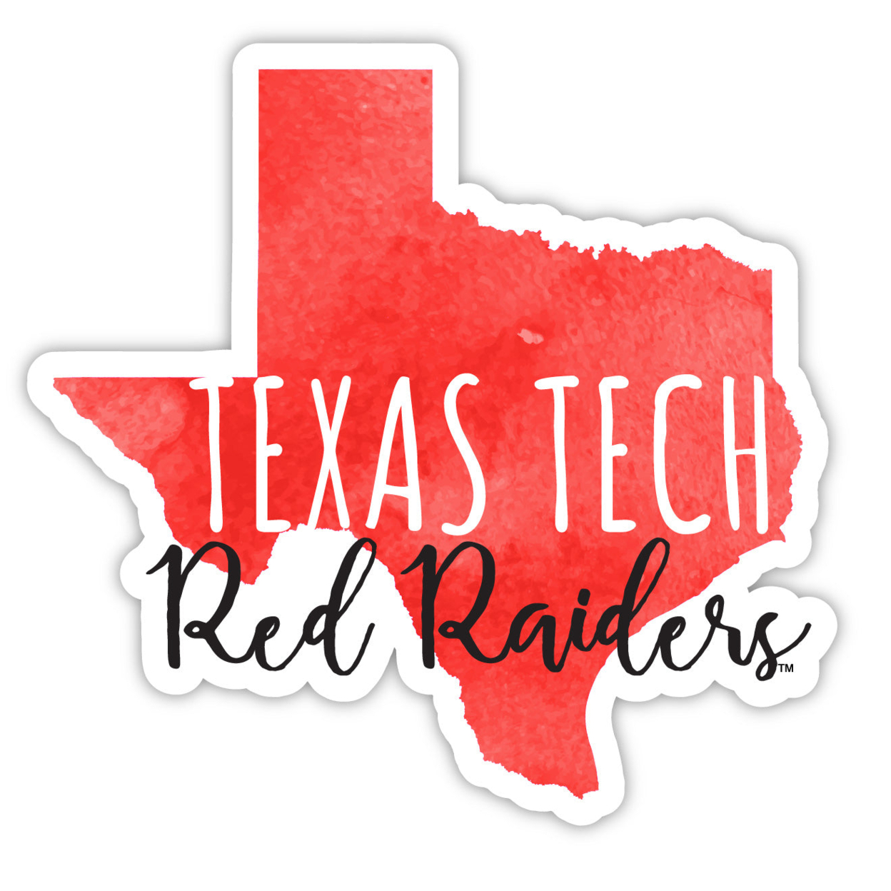 Texas Tech Red Raiders Watercolor State Die Cut Decal 2-Inch